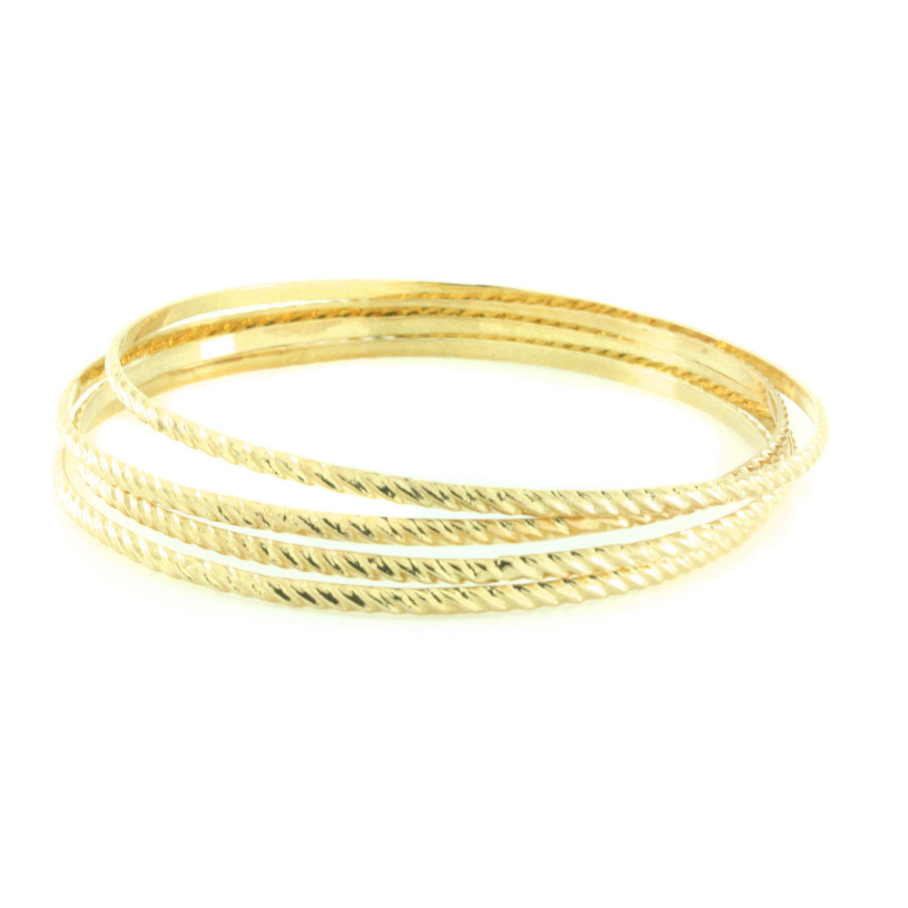 qvc Goldtone Ribbed Polished set 4 Bangle Bracelet